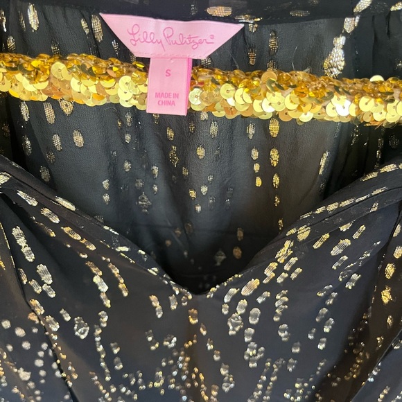 Lilly Pulitzer Black Gold Matilda Sheer Top - Picture 5 of 6